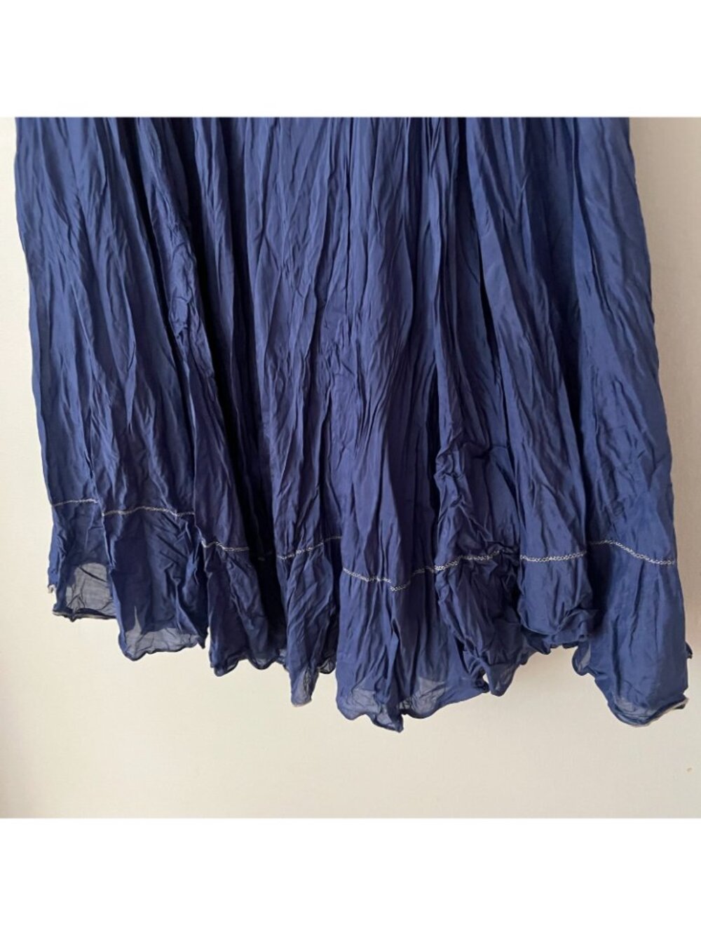 Coldwater Creek Blue Cotton Silk Blend Crinkle Midi Skirt Women's Plus Size 1X - Picture 7 of 8